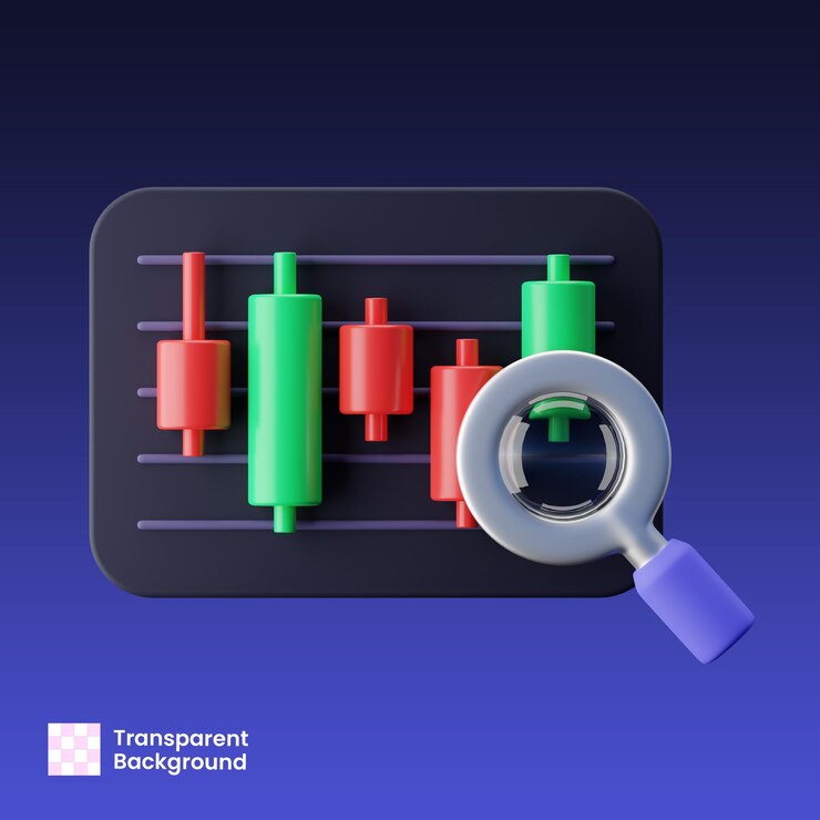 3D-illustratie van het beurstrendonderzoek