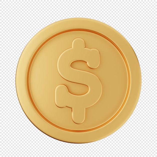 3d illustratie van het het geld de gouden pictogram van de muntstukdollar geeft terug