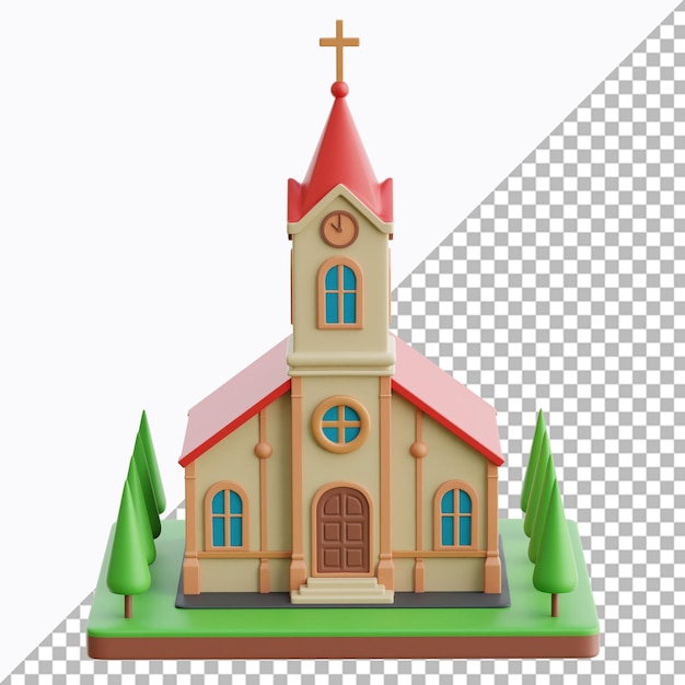 3D-illustratie van het kerkgebouw