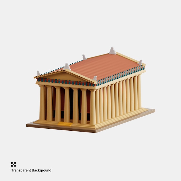PSD 3d-illustratie van het majestueuze parthenon in athene