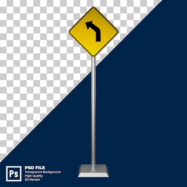 PSD 3d-illustratie van het verkeersbord 'links draaien'
