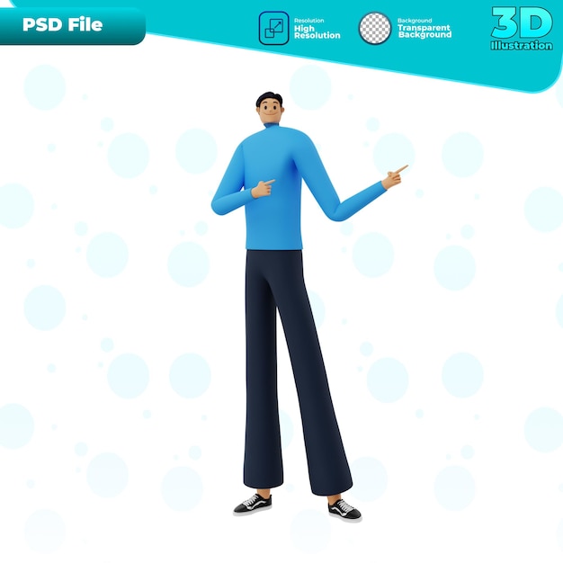 PSD 3d illustratie van het zakenmankarakter