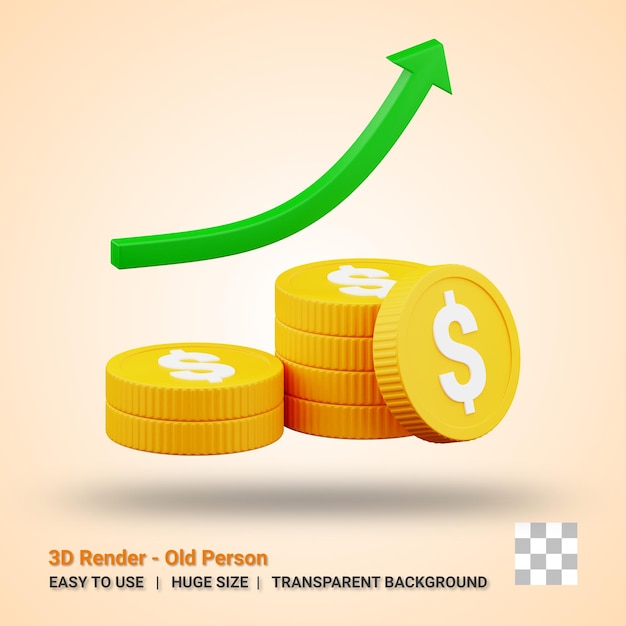 3D-illustratie van investeringspictogrammen met transparante achtergrond