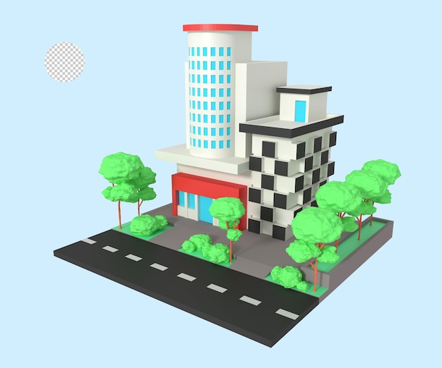 3D illustratie van kantoren gebouw