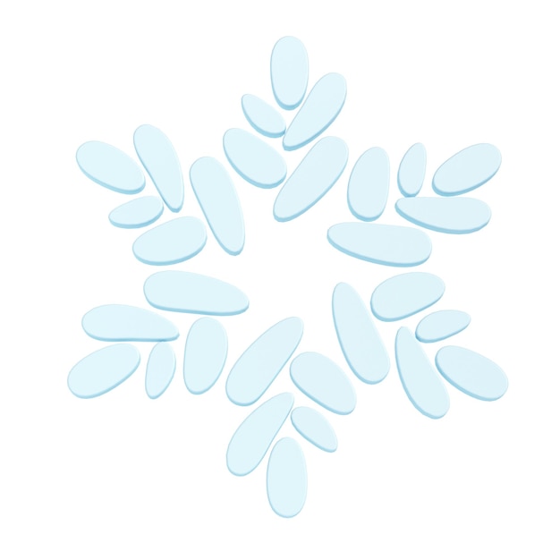 PSD 3d-illustratie van kerstblauwe winterpictogram sneeuwvlok op witte achtergrond glanzend oppervlak