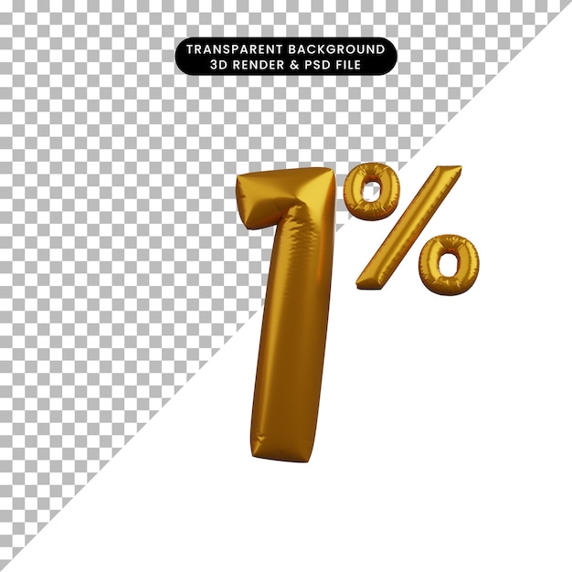 3d illustratie van korting ballon cijfer tekst concept gouden 1%
