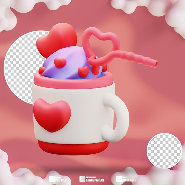 PSD 3d-illustratie van liefdesdrank 3