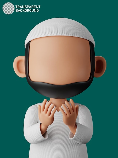 3D illustratie van moslim man bidden