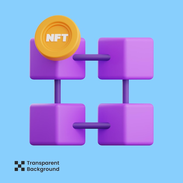 PSD 3d illustratie van nft blockchain