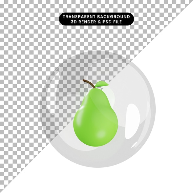 3d illustratie van object avocado in bubbels