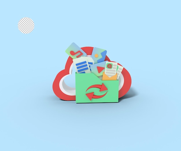 3d illustratie van opslag in cloudmap