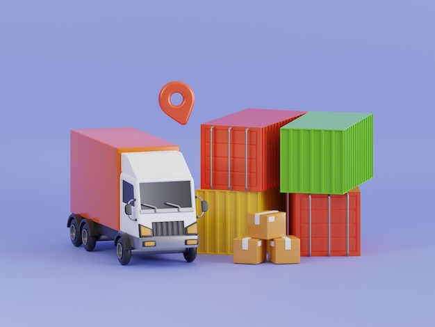 3D Illustratie van Shipping Cargo Container Cargo verzending levering logistiek en vracht