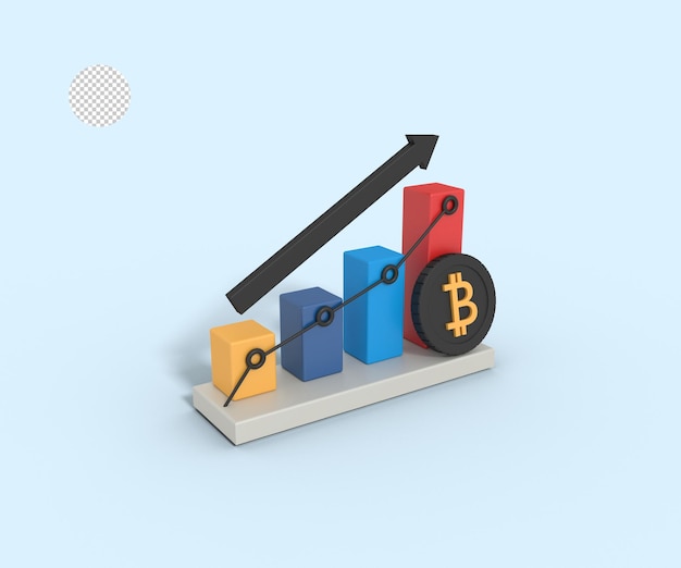 3d illustratie van statistieken bitcoin grafiek