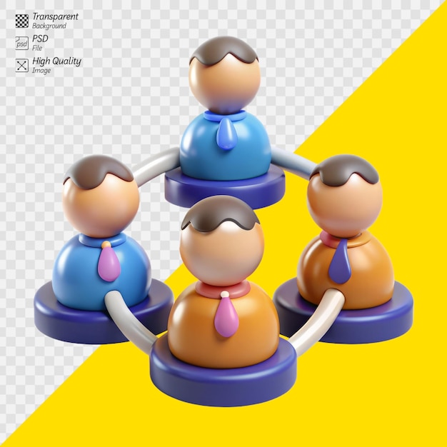 PSD 3d-illustratie van verbonden bedrijfsfiguren op een doorzichtige achtergrond