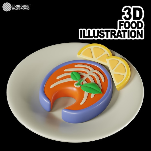 3d illustratie van vissenlapje vlees