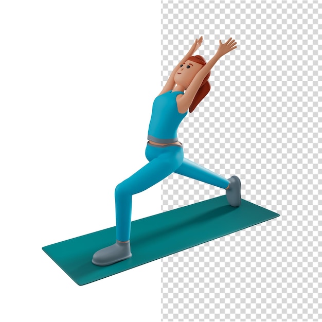 PSD 3d illustratie van vrouw die yogaoefening doet