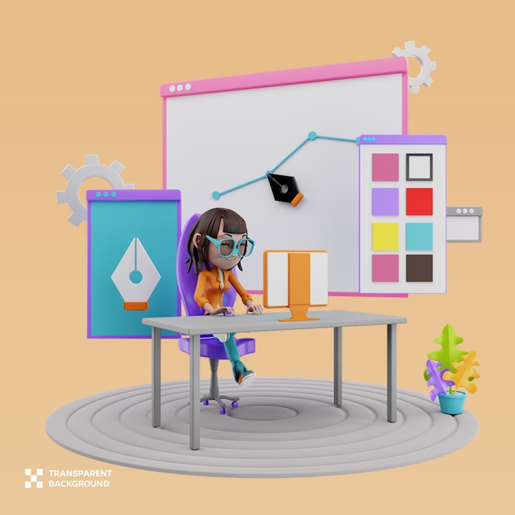 PSD 3d-illustratie van webontwerpen
