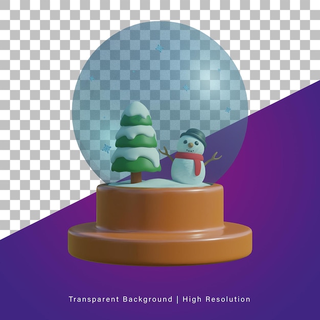 3d illustratie van winter snowglobe