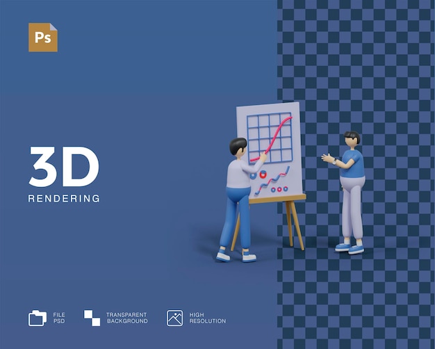 PSD 3d illustratie vergadering data analist