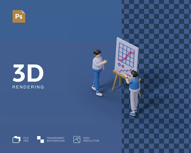 3D illustratie vergadering data analist