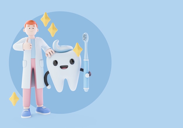 3D illustratie voor tandarts met mannelijke orthodontist