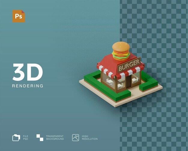 3d illustratie weergave van een hamburgergebouw