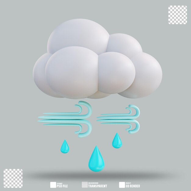 PSD 3d illustratie wind regen 2