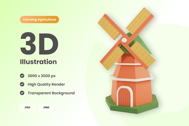 PSD 3d illustratie windmolen