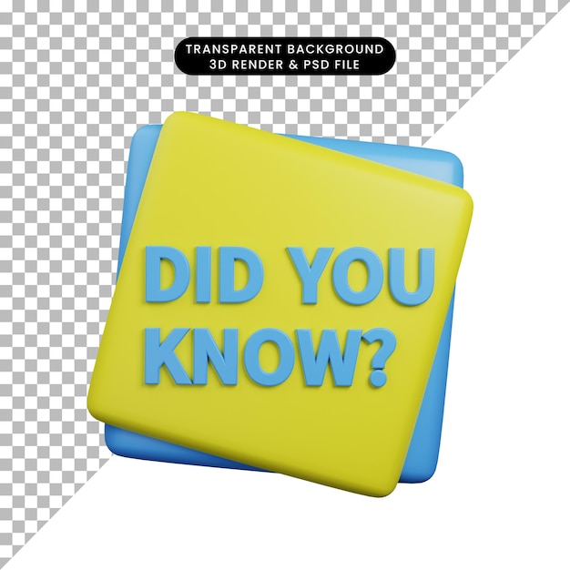 3d illustratie wist je dat labelontwerp 3d render