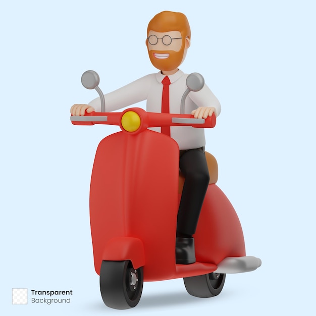 3d illustratie zakenman rit motorfiets