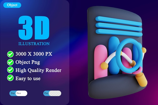 3D illustratie zoekgegevensanalyse 3
