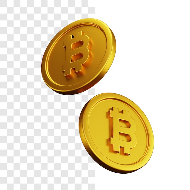 3d illustratieconcept twee gouden bitcoins