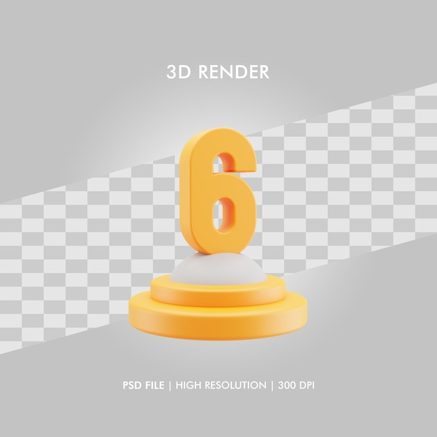 3d illustratiepodium met nummer zes