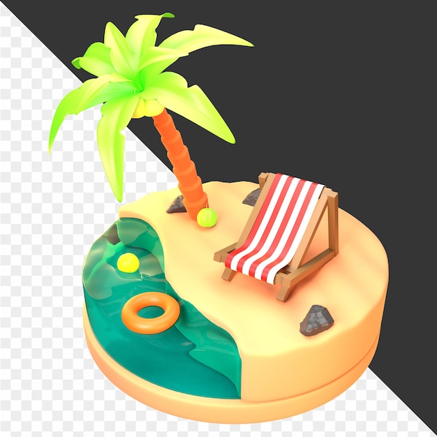 PSD 3d-illustraties van het strand