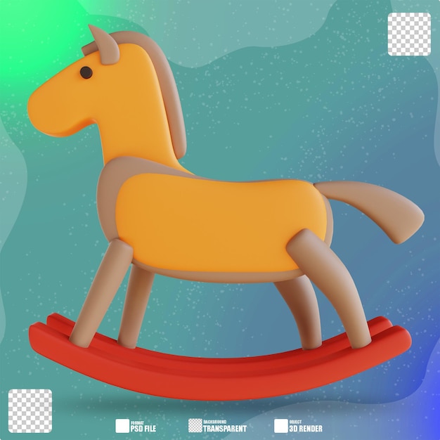 3d illustratiestuk speelgoed paard