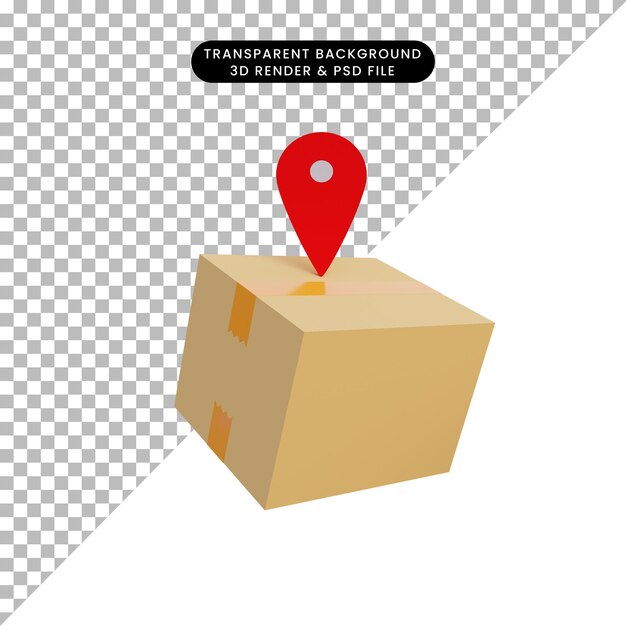 3D-illustratieverpakking met locatiepictogram