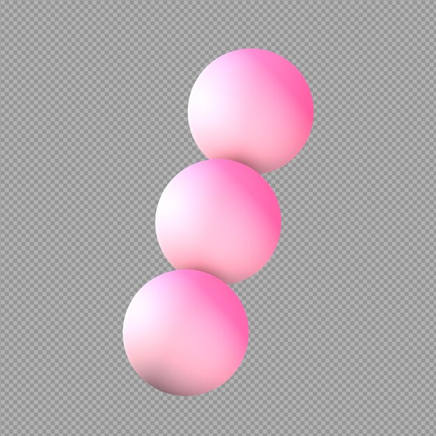 3d illustration of a 3 layer spherical shape colorful element balloon in clear background