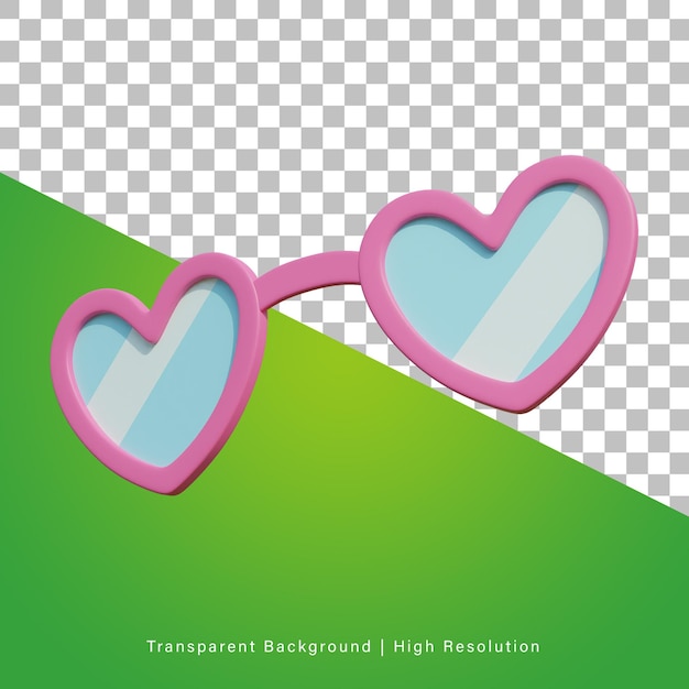 3D иллюстрации или 3D объект рендеринга очков в форме сердца