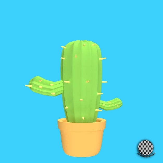 3d illustration or 3d render object of cactus white background