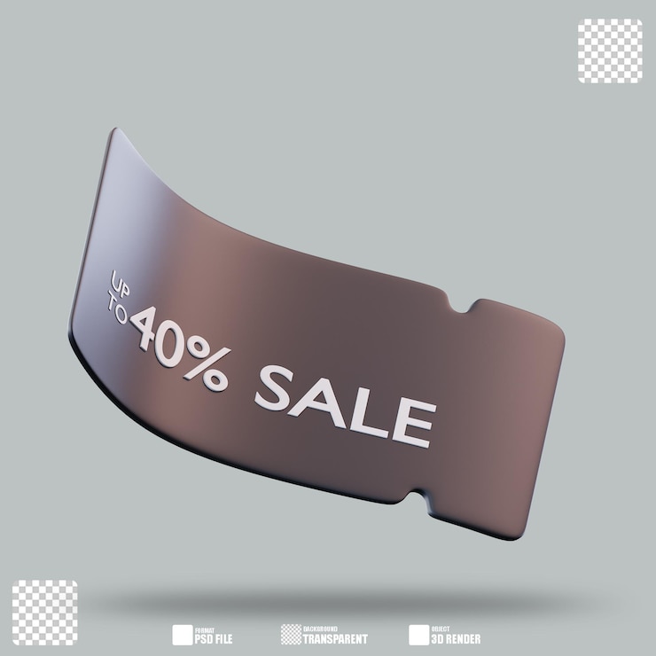 PSD 3d illustration 40 voucher discount 2