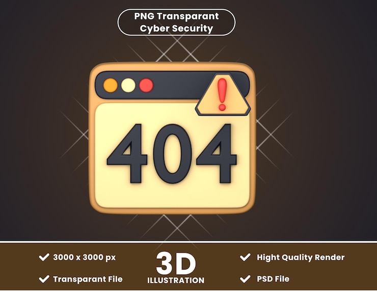 PSD 3d illustration of 404 eror