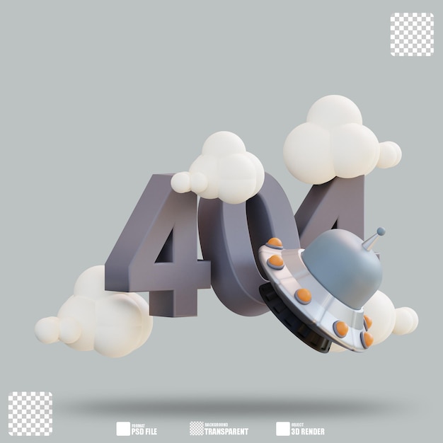 PSD 3d иллюстрация 404 ошибка 3