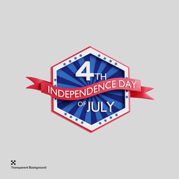 PSD 3d illustration of 4th july banner