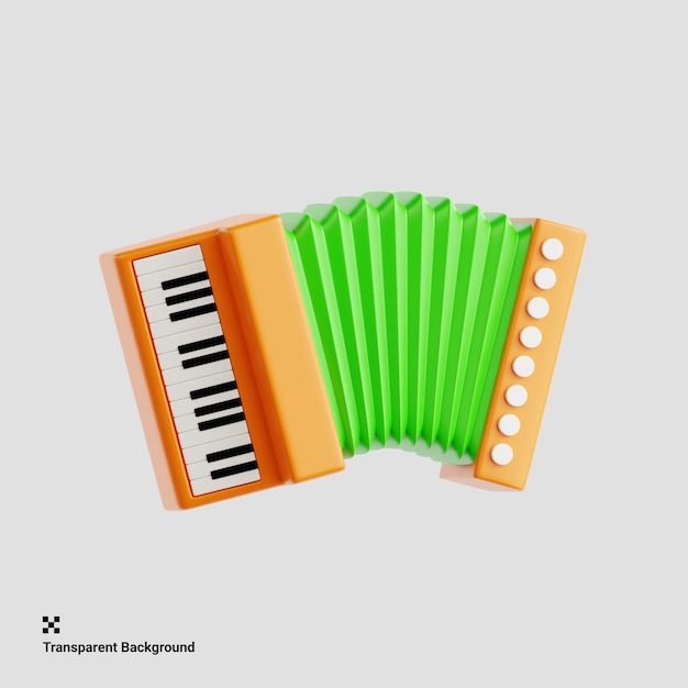 PSD 3d illustration of accordion music for oktoberfest