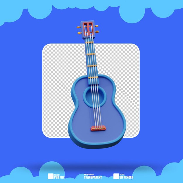 PSD 3d illustration of acoustic bass guitar 2