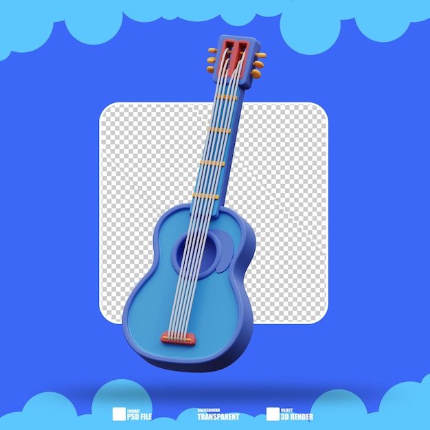 PSD 3d illustration of acoustic guitar 3