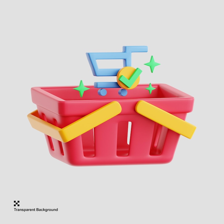PSD 在線購物的購物車添加的3d插圖