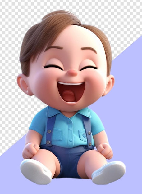 PSD illustrazione 3d del personaggio adorabile del bambino sveglio con l'espressione facciale ridente