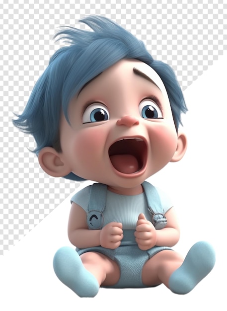 PSD 3d illustration of adorable cute baby character with laughing facial expression