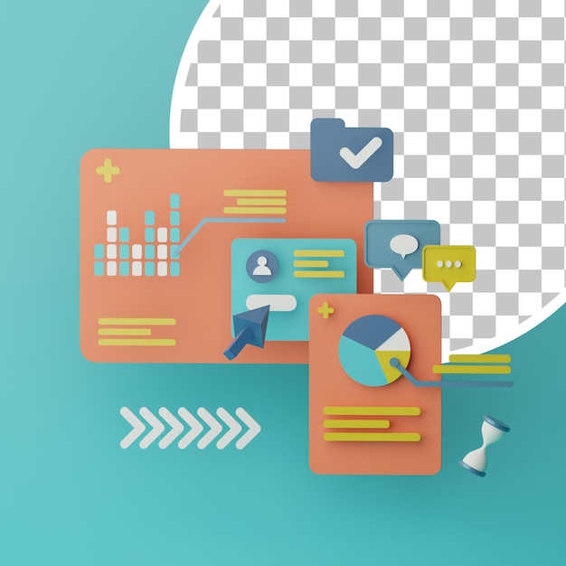3D-illustration af kundedatastyring